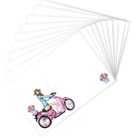 x10 Fashion Scoote Girl Cards Stickers Envelopes Fashion Stationery Stickers - Picture 4 of 10